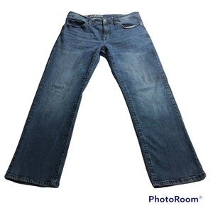 Mens TK Axel Blue Denim Jean Straight Leg Medium Wash Size 34 x 32